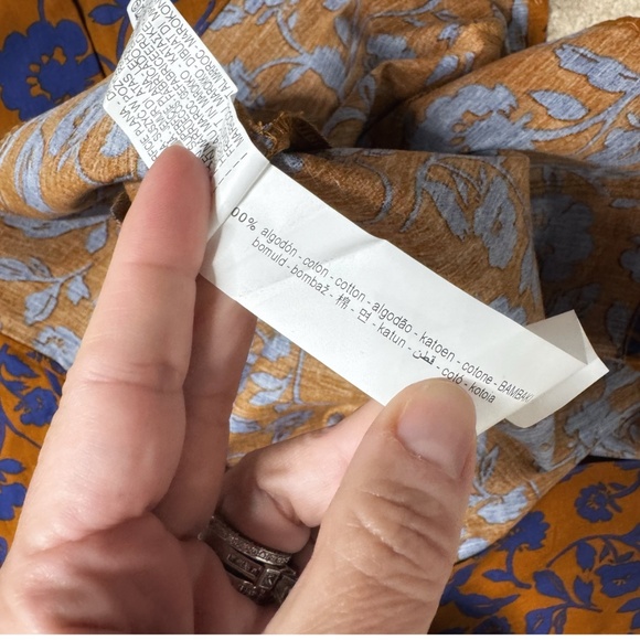 NWT Zara Dress Midi Length Button Front Convertible Duster Dress Brown Blue XS - Picture 10 of 16